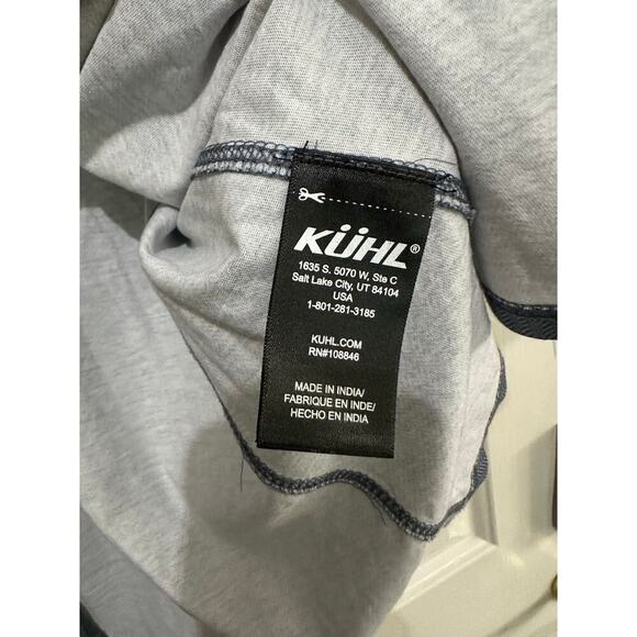 Kuhl Men's Gray 100% Organic Cotton Herringbone Button Down Camp Shirt Size XL - Picture 10 of 10